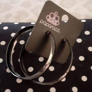 Paparazzi Charcoal Grey Hoop Earring Set